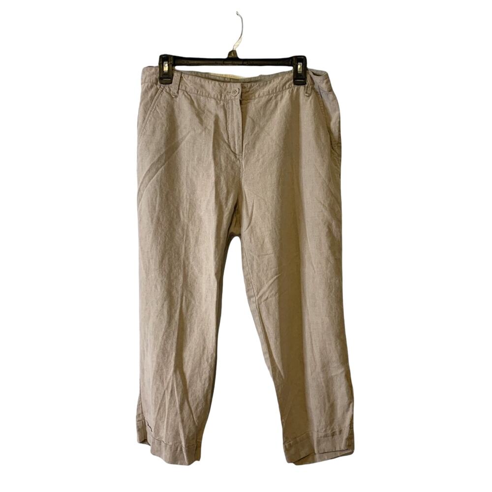 Eileen Fisher Lightweight Khaki Tan Cropped Wide Leg Pants Medium